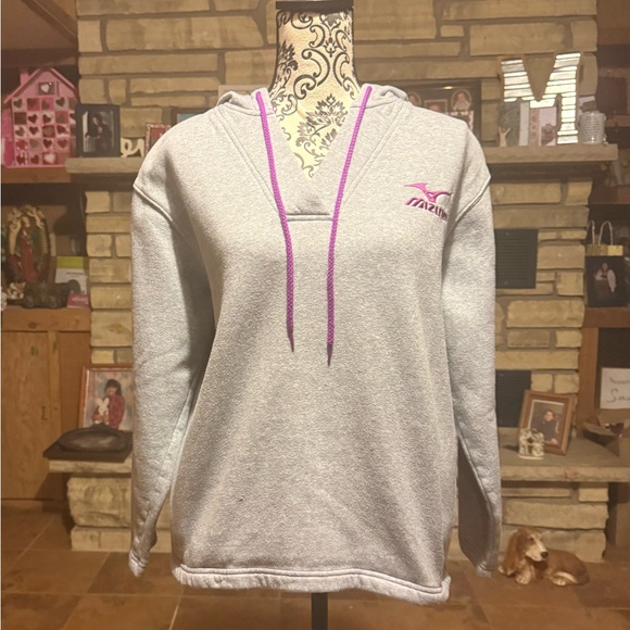 Mizuno Light Gray Pullover Hoodie with Purple Accents - Picture 2 of 6